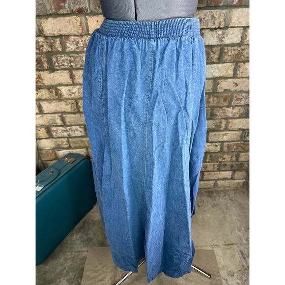 midi skirt denim 1980s button front - Picture 6 of 9